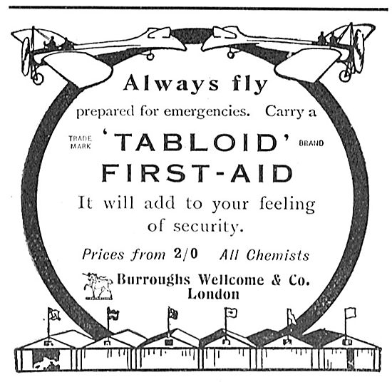 Always Fly With Burroughs Wellcome Tabloid Aviators First Aid Set