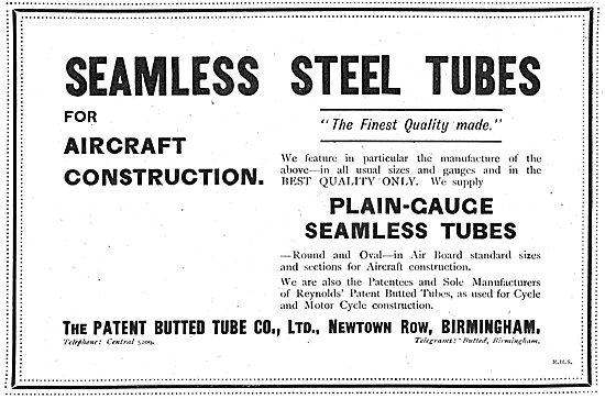 The Patent Butted Tube Company - Tubes For Aircraft Construction 