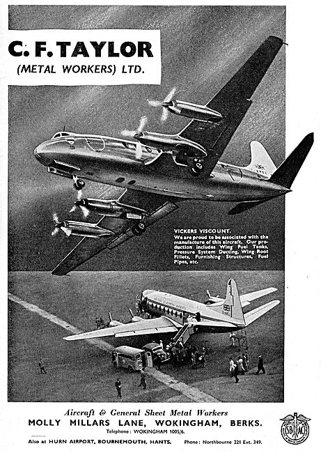 C.F. Taylor. Wing Root Fillets & Pressure Ducting For  Viscount  