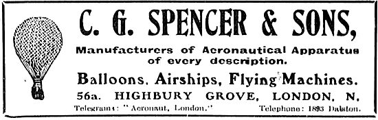 C G Spencer & Sons - Manufacturers Of Aeronautical Apparatus     