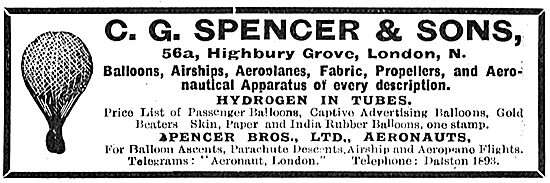 C G Spencer & Sons Aeronauts - Balloons, Airships & Propellers   