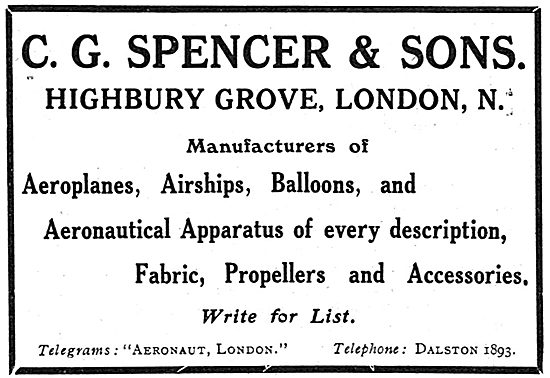 C G Spencer & Sons - Aeronautical Apparatus Of Every Description 