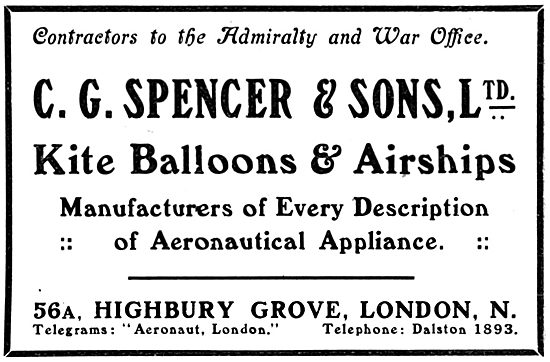 C G Spencer & Sons. Kite Ballons & Airships 1916                 