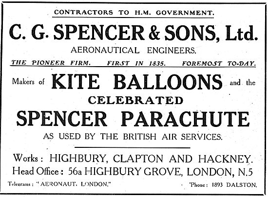 C.G.Spencer & Sons. Makers Of The Celebrated Spencer Parachute   