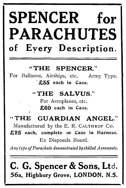 C G Spencer Parachutes The Spencer - The Salvus - Guardian Angel 