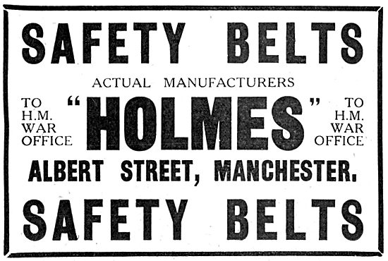 C.H.Holmes Aircraft Safety Belt Manufacturers 1916               