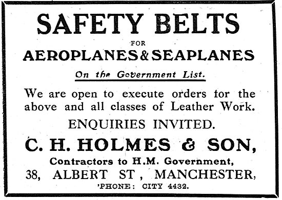 C.H Holmes. 38 Albert St, Manchester. Leather Work For Aircraft  