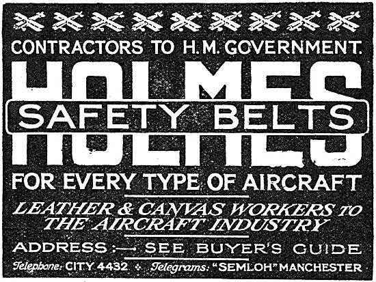 Holmes Leather & Canvas- Leather Aircraft Safety Belts 1918      