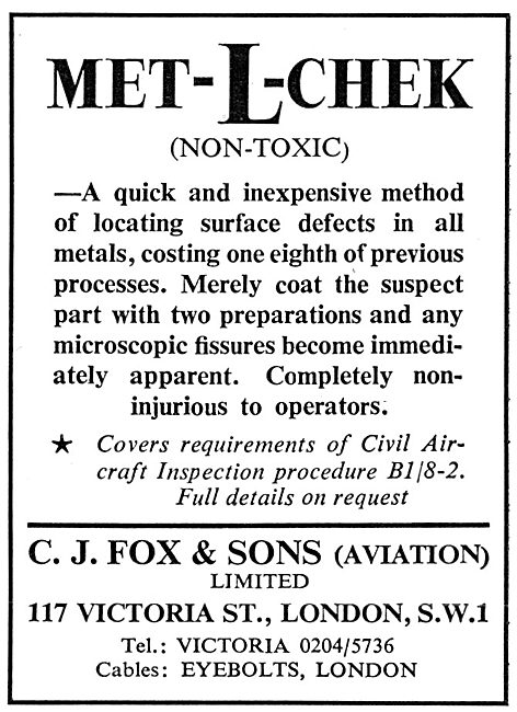 C.J.Fox  Met-L-Chek NDT Dye Penetrant Method                     