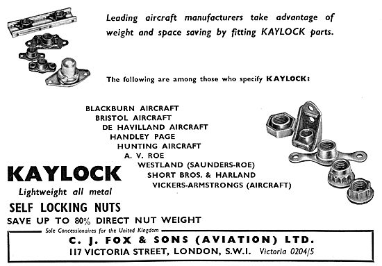 C.J.Fox  KAYLOCK Fasteners & Self Locking Nuts                   