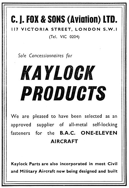 C.J.Fox KAYLOCK Self Locking Fasteners                           