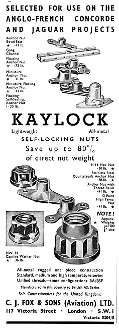 C.J.Fox Kaylock Self-Locking Nuts 1967                           