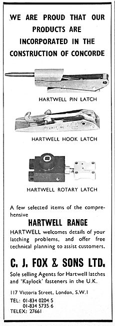 C.J.Fox Aircraft Products - Hartwell Latches                     