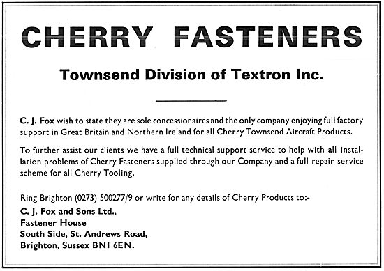 C.J.Fox Cherry Fasteners - Textron                               