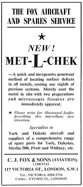 C.J.Fox NDT Dye Penetrant System - Met-L-Chek                    