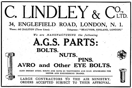 C.Lindley & Co. Manufacturers Of AGS Parts. 34, Englefield Rd, N1