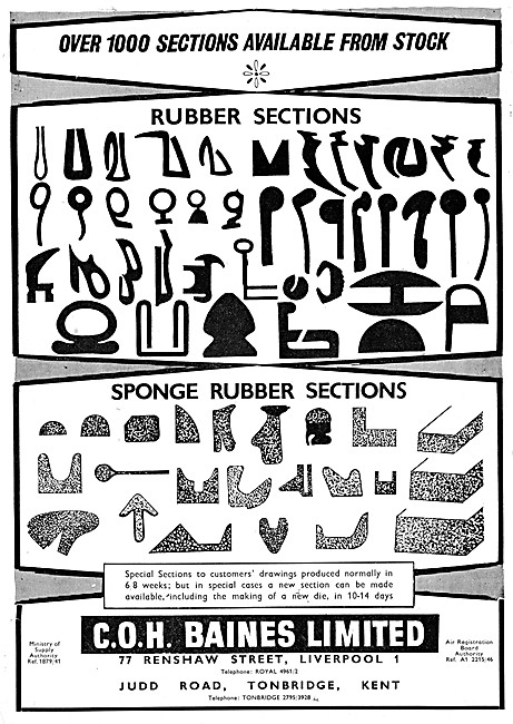 C.O.H.Baines.Ribber & Sponge Rubber Sections                     