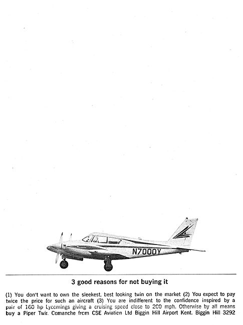 CSE Aviation Biggin Hill. Poper Aircraft Sales 1963              