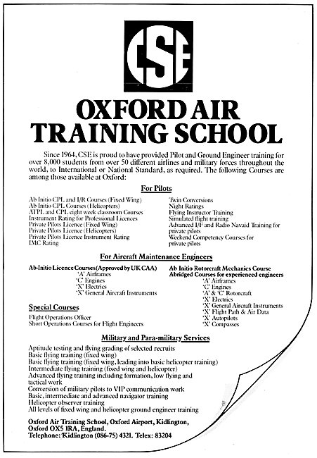 CSE Aviation - Oxford Air Training School - Sales & Service      