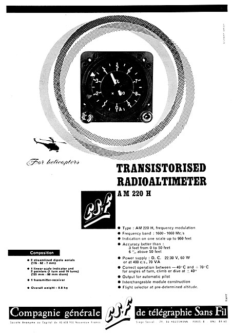 CSF  AM 220 H Radio Altimeter                                    