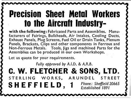 C.W.Fletcher Precision Sheet Metal Workers To  Aircraft Industry 
