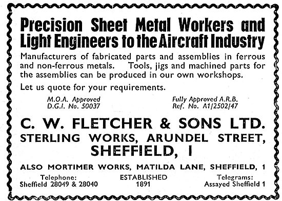 C.W.Fletcher: Sheet Metal Workers To The Aircraft Industry       