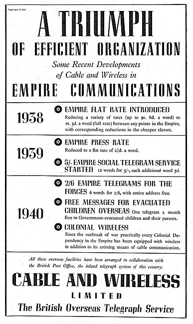 Cable And Wireless Overseas Telegraph Service                    