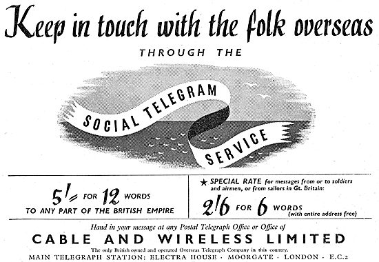 Cable And Wireless : Telegrams & Telegraphic Services            