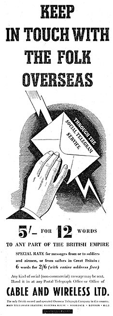 Cable And Wireless : Telegrams & Telegraphic Services            