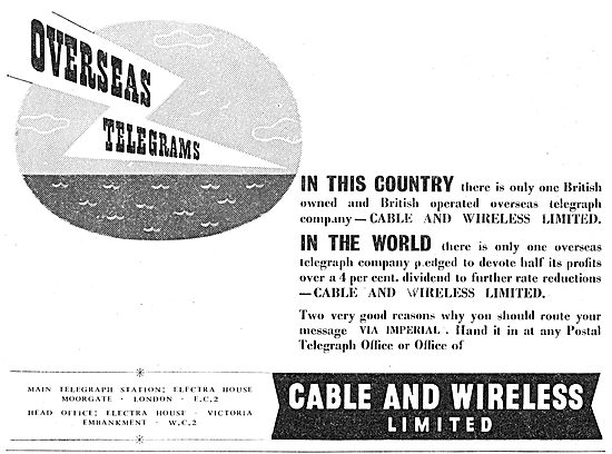 Cable And Wireless : Telegrams & Telegraphic Services            