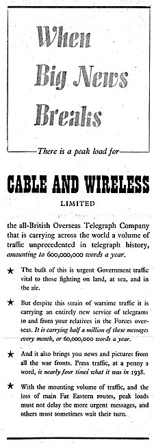 Cable And Wireless : Telegrams & Telegraphic Services            