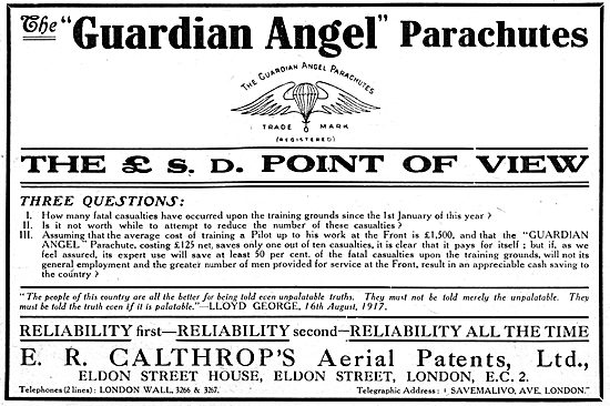 Calthrop Guardian Angel Parachute WW1                            