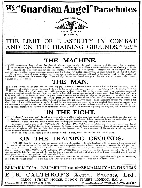 Calthrop Guardian Angel Parachutes 1917                          