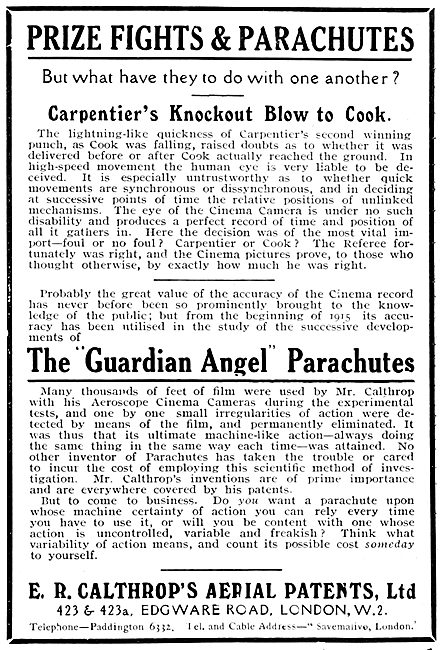 Calthrop Guardian Angel Parachute 1922                           