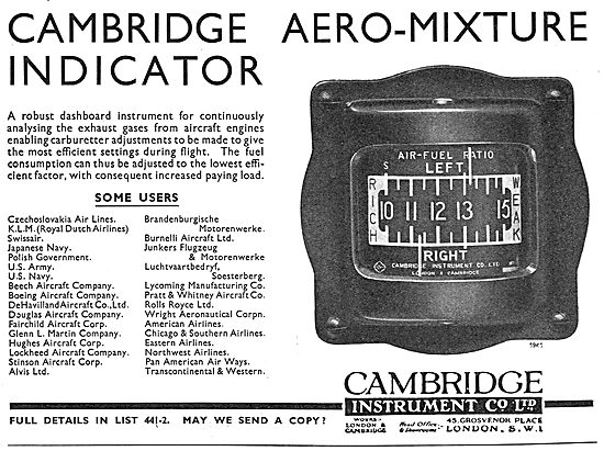 The Cambridge Instrument Co. Aero-Mix Air-Fuel Indicator         