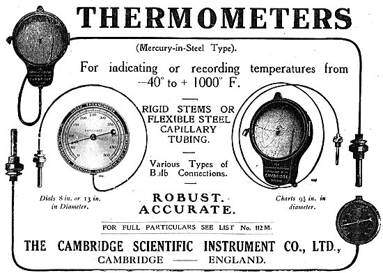 The Cambridge Scientific Instrument Co- Aeroplane Thermometers   