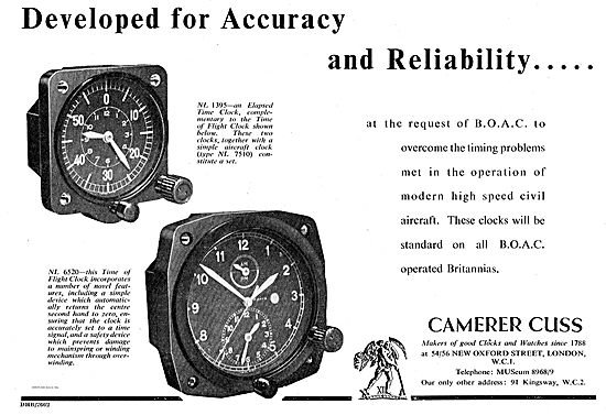 Camerer Cuss Aircraft Clocks Standard On The Bristol Britannia   