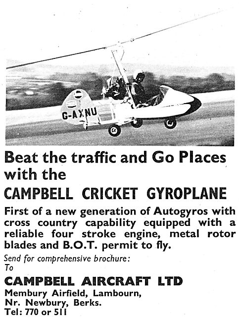 Campbell Cricket Gyroplane G-AXNU                                