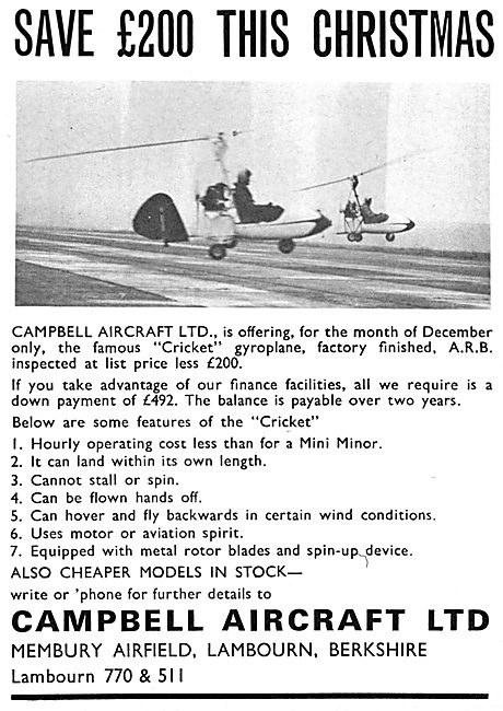 Campbell Cricket Gyroplane                                       