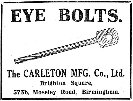 The Carleton MFG Company. Eye Bolts. 573b Moseley Rd. Birmingham 