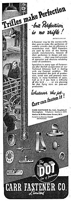 Carr Fasteners  Dot Fasteners. 1943 Advert                       