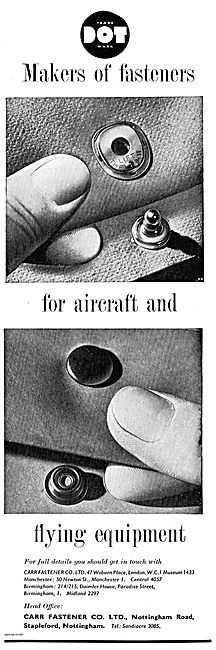Dot Fasteners For Aircraft Flying Equipment. Carr Fastener Co    