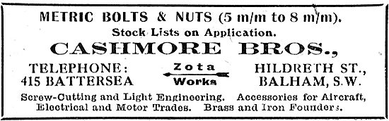 Cashmore Bros. AGS Bolts & Nuts. Zota Works, Balham              