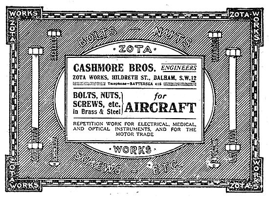 Cashmore Bros. AGS Bolts & Nuts. Zota Works, Balham              