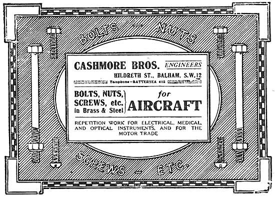 Cashmore Bros. AGS Bolts & Nuts. Zota Works, Balham              