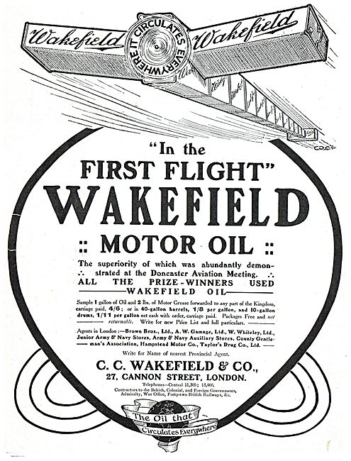 Wakefield Motor Oil Proved Superior At Doncaster Aviation Meeting