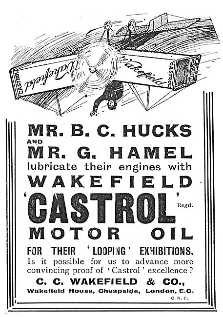 B.C.Hucks & G.Hamel Lubricate Their Engines With Castrol Oil     