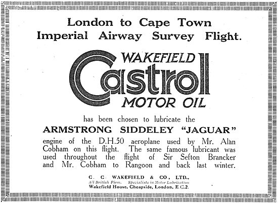 Imperial Airways Chooses Castrol Oils For London Karachi Survey  