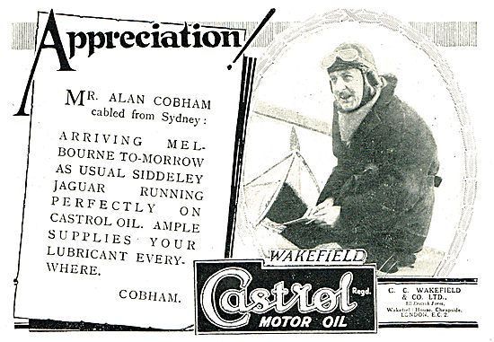 Castrol Oil Used On Cobham Australia Flight                      