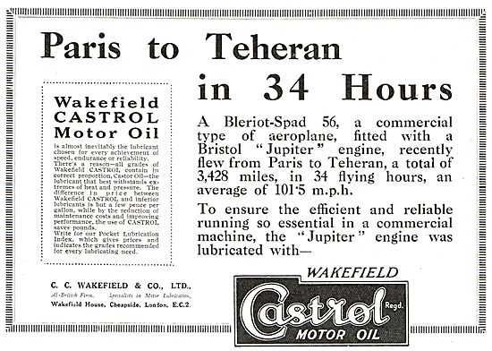 Paris To Teheran In 34 Hours On Castrol - Bleriot-Spad 56        